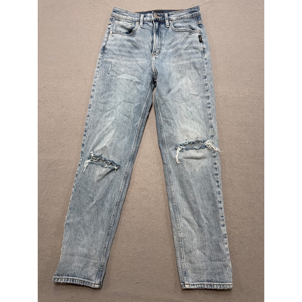 Silver Jeans Womens 26x28 Blue Light Wash High Rise Slim Straight Leg Distressed